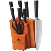 Wholesale - GINSU Chikara 8pc knife set in a Toffee block, UPC: 079061010235